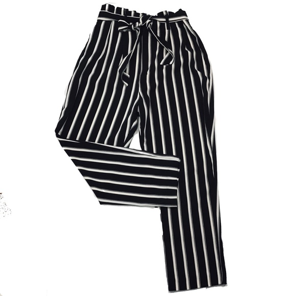 H&M | Striped Paper Bag Trouser Pants | 14 - Picture 2 of 16